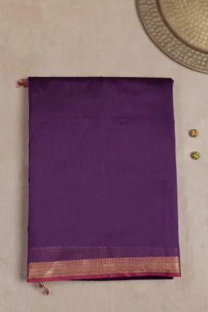 Tyrian Purple Maheshwari Silk Cotton saree