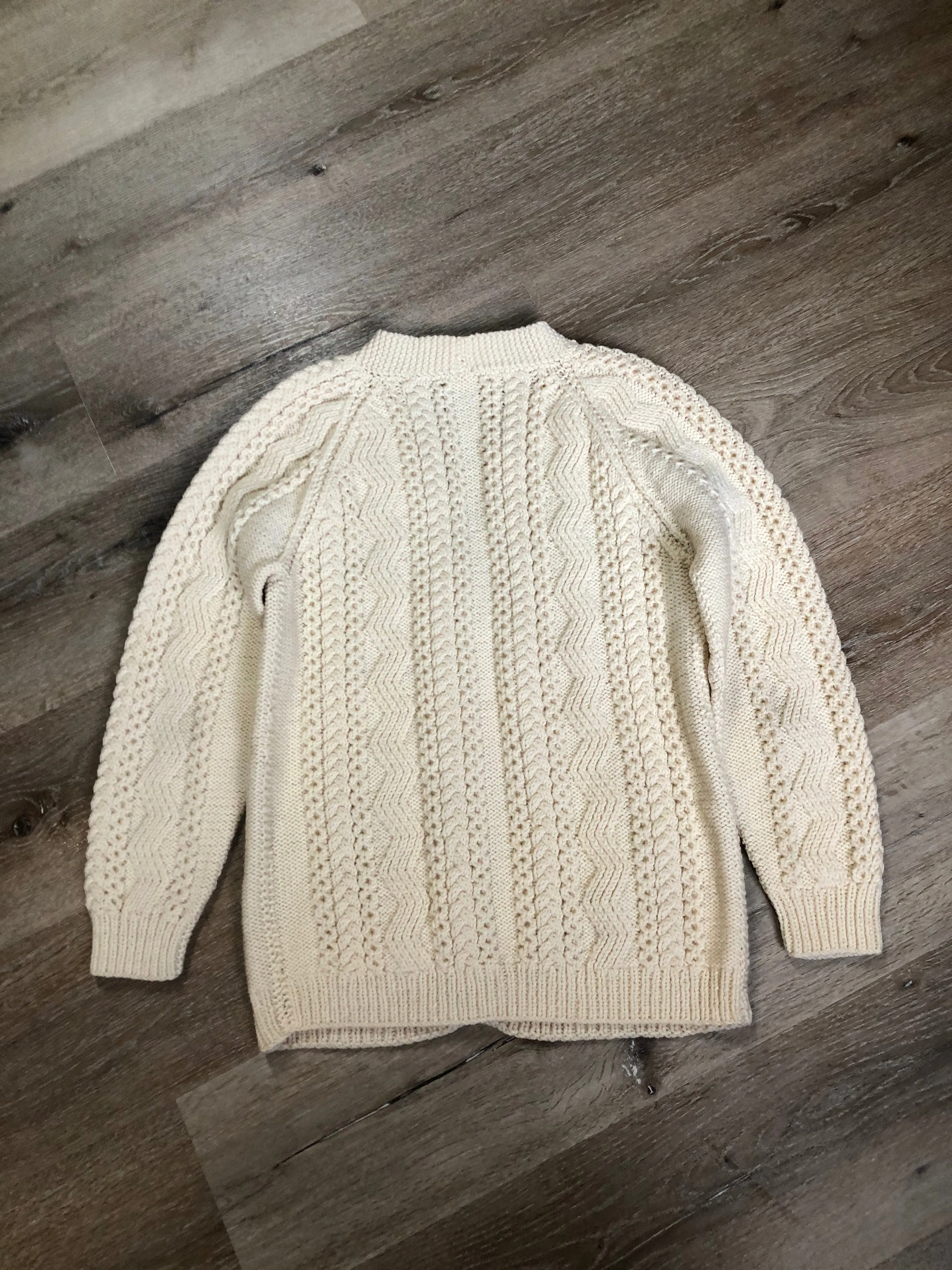 Vintage Hand Knit Cream Wool Cardigan, Made in Canada SOLD