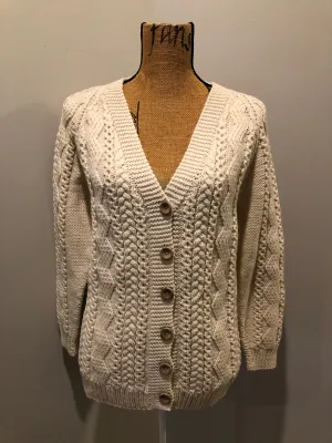 Vintage Hand Knit Cream Wool Cardigan, Made in Canada SOLD