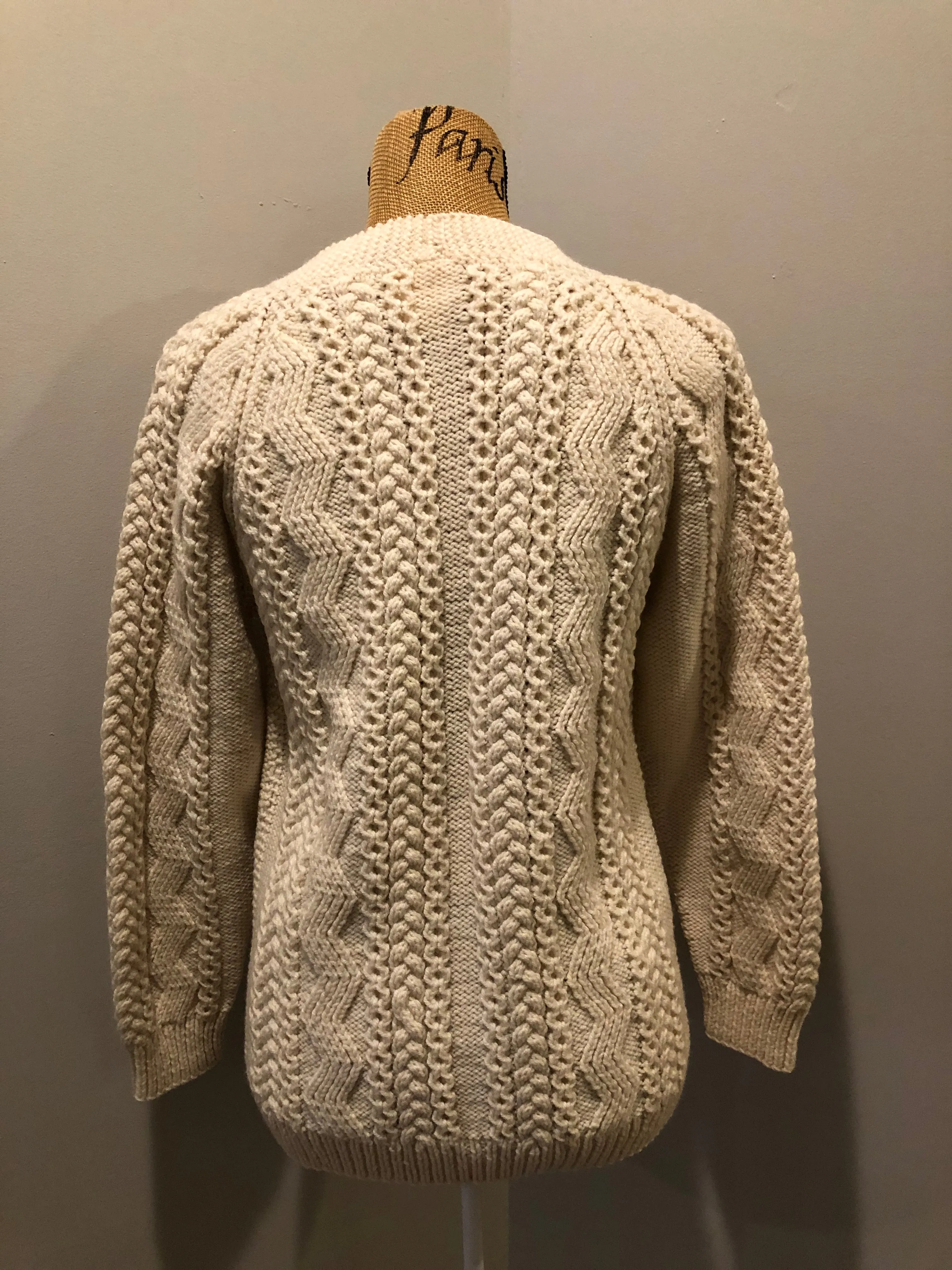 Vintage Hand Knit Cream Wool Cardigan, Made in Canada SOLD