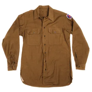 VINTAGE US ARMY M-37 M37 FLANNEL SHIRT 1945 WW2 SIZE 15 X 34 PATCHED