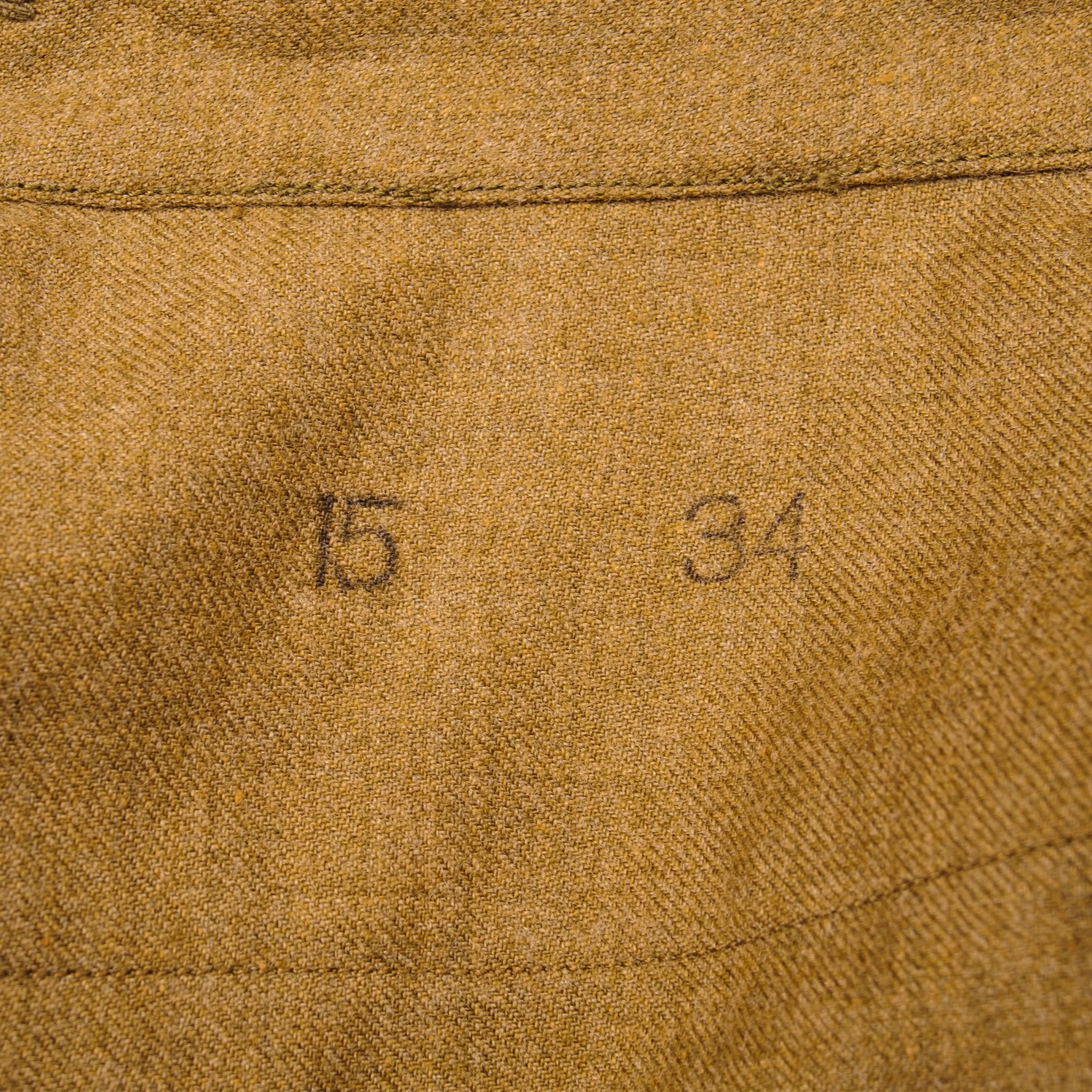 VINTAGE US ARMY M-37 M37 FLANNEL SHIRT 1945 WW2 SIZE 15 X 34 PATCHED