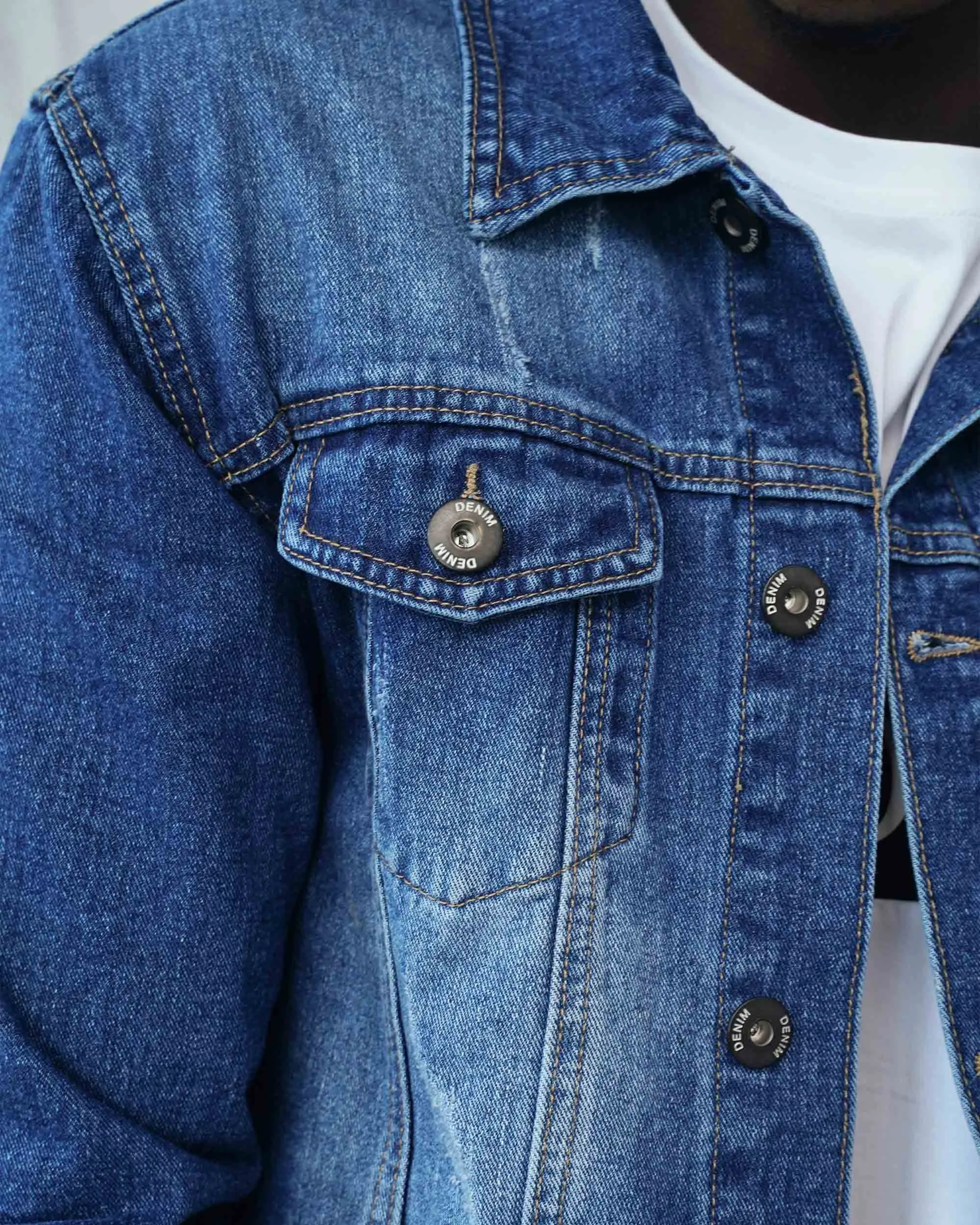 Washed Irregular Blue Denim Jacket