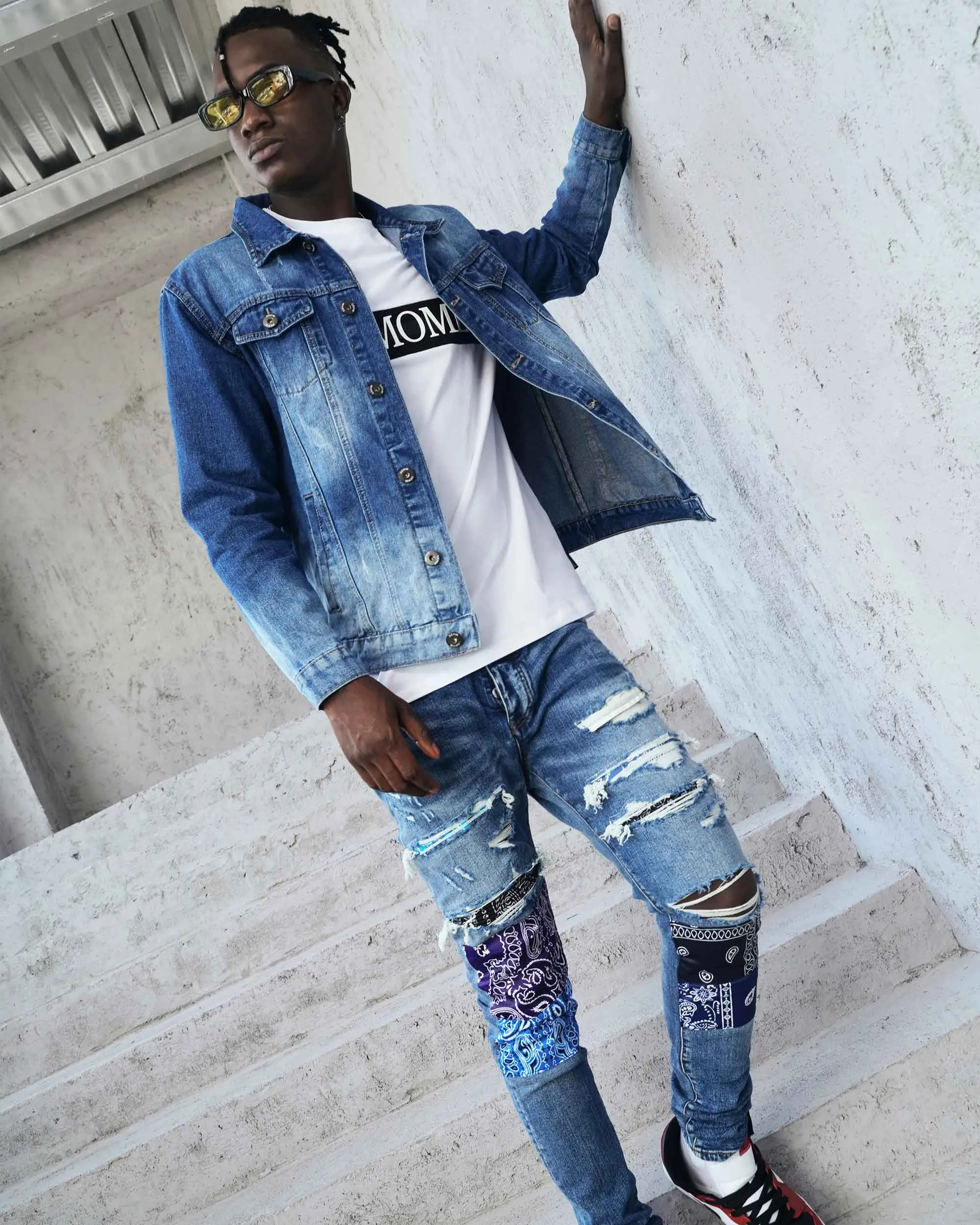 Washed Irregular Blue Denim Jacket