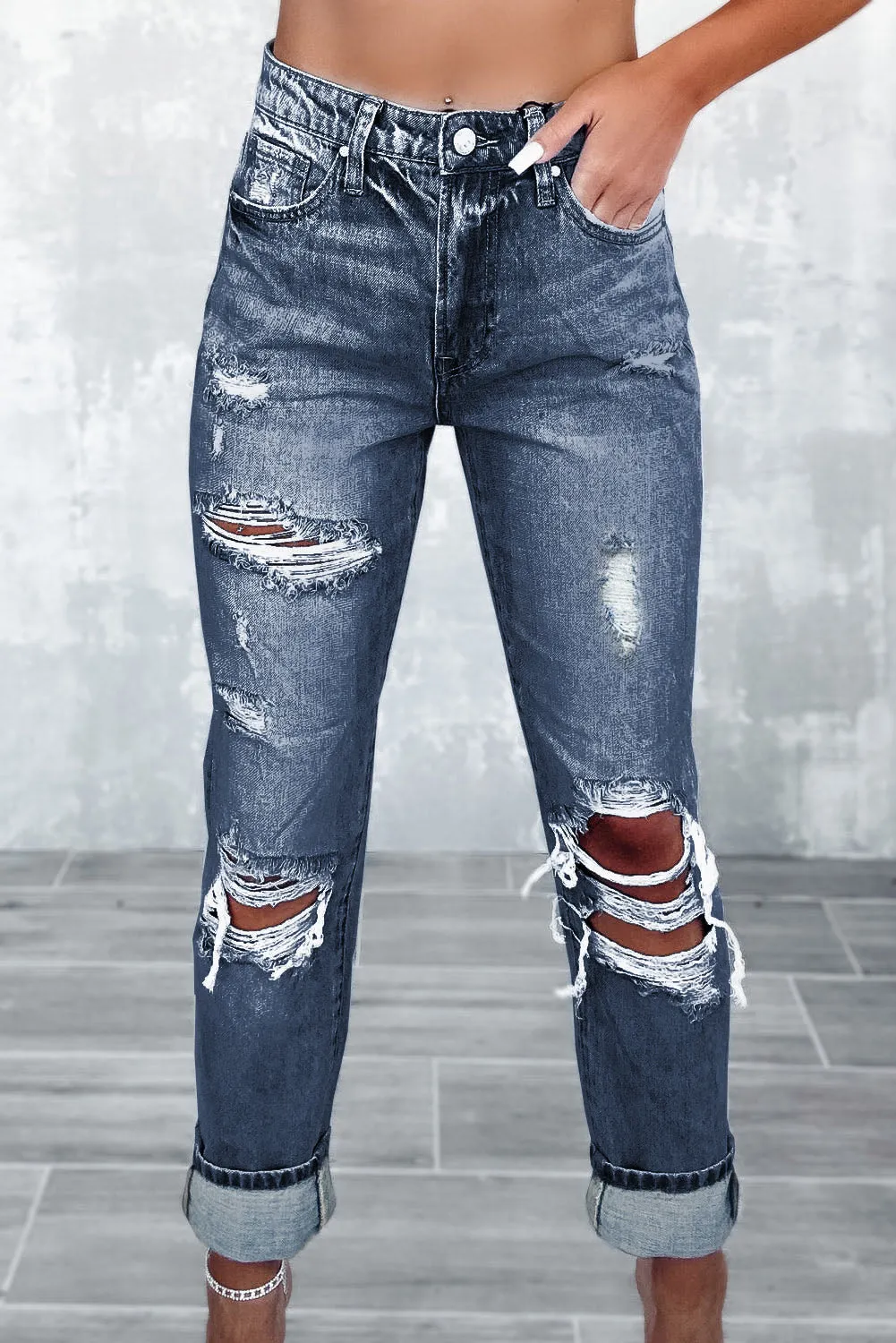 Women's High-Rise distressed Jeans