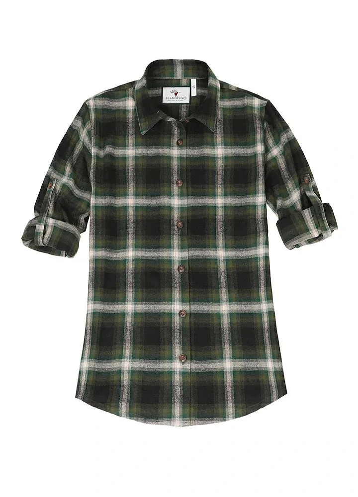 Women's Soft Flannel Shirt, Roll Up Sleeve