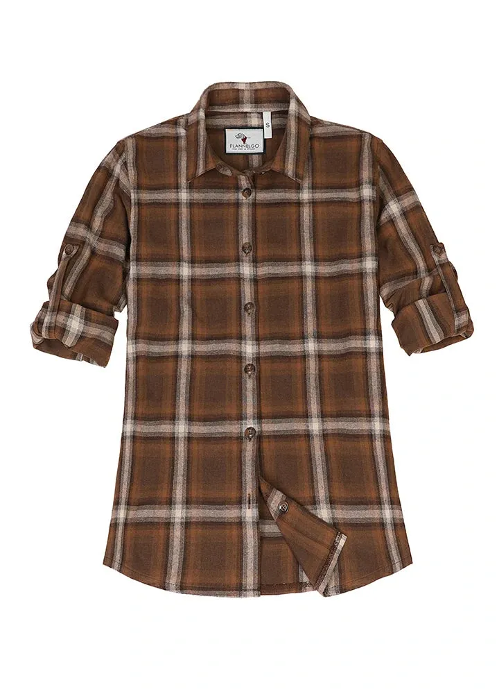 Women's Soft Flannel Shirt, Roll Up Sleeve