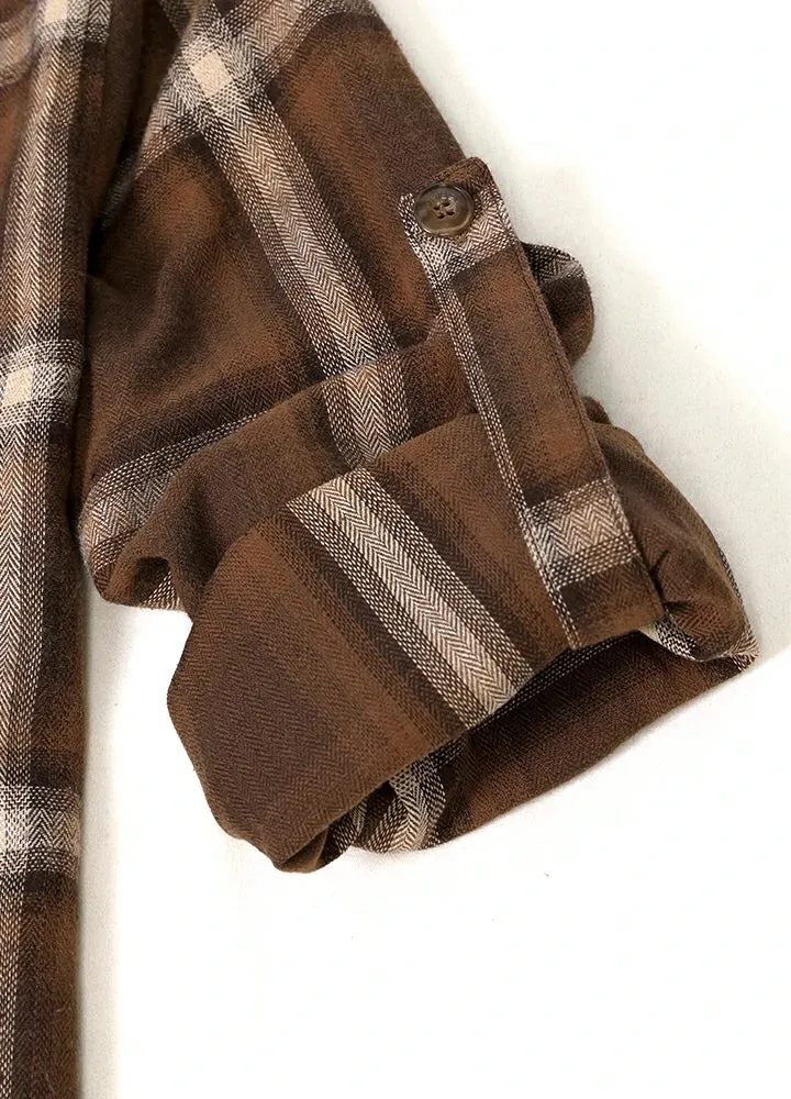 Women's Soft Flannel Shirt, Roll Up Sleeve