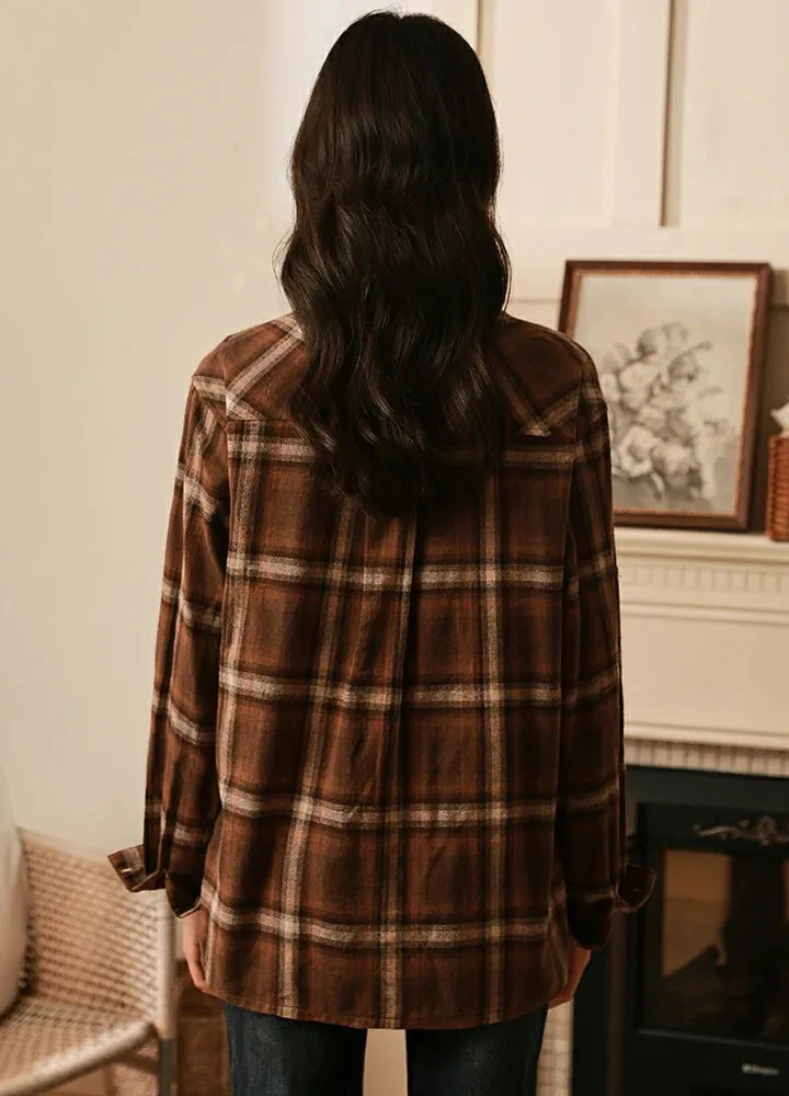 Women's Soft Flannel Shirt, Roll Up Sleeve