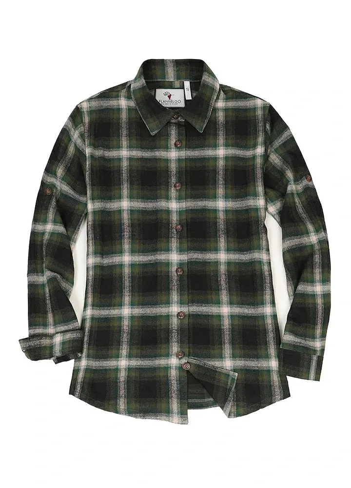 Women's Soft Flannel Shirt, Roll Up Sleeve
